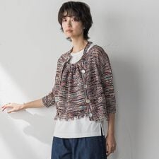 ループカスリヤーン透かし編みカーディガン≪手洗い可能≫