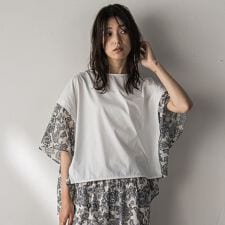 ペイズリー柄ドッキングポンチョTシャツ≪洗濯機で洗える≫