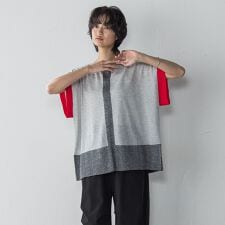 配色センターラインニットプルオーバー≪手洗い可能≫