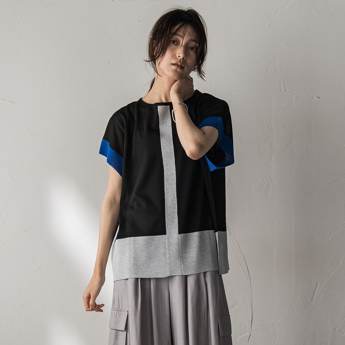 MAYSON GREY / メイソングレイ 配色センターラインニットプルオーバー≪手洗い可能≫ MAYSON GREY｜配色センターラインニットプルオーバー≪手洗い