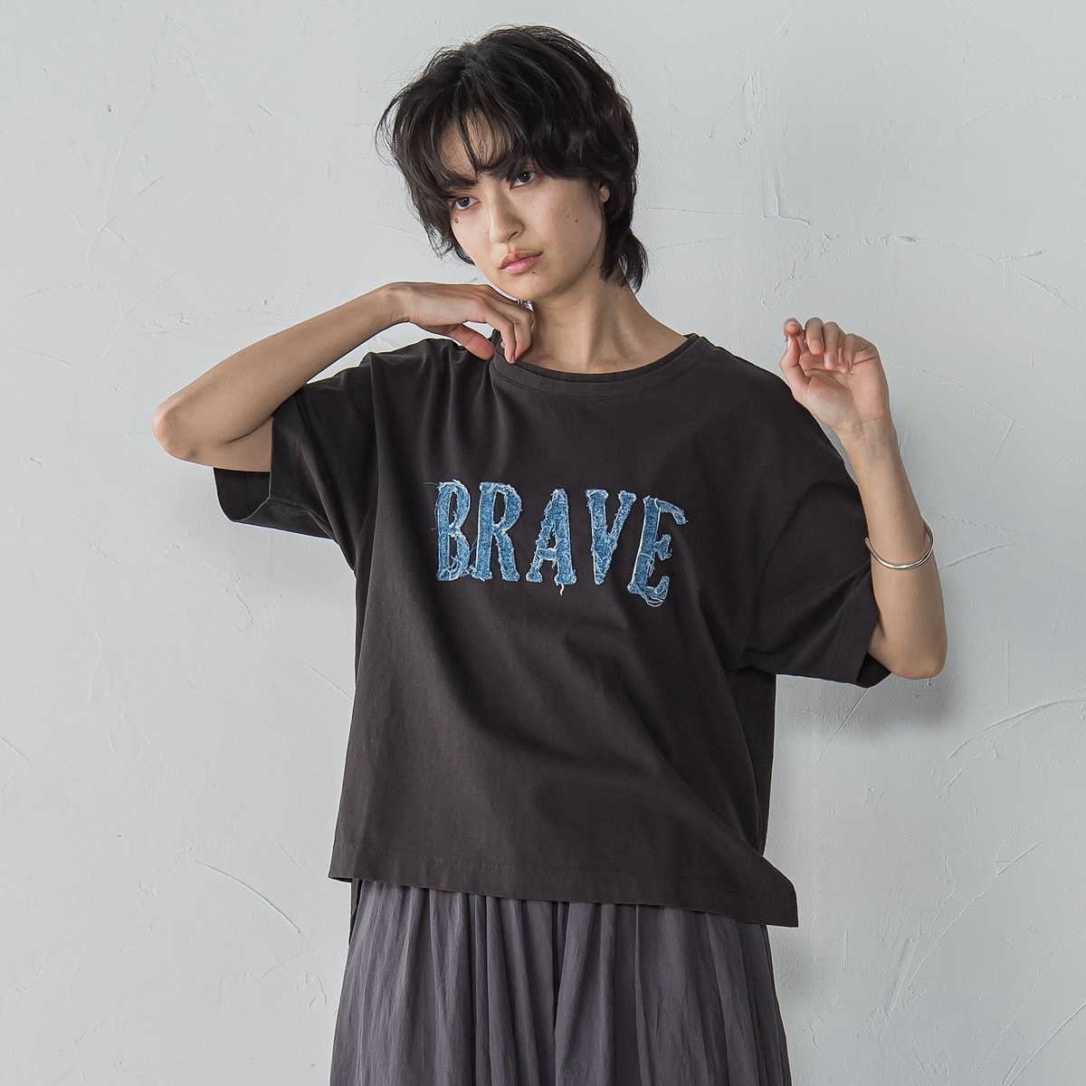 MAYSON GREY / メイソングレイ デニムロゴTシャツ≪洗濯機で洗える≫ デニムロゴTシャツ≪洗濯機で洗える≫ | メイソングレイ(MAYSON