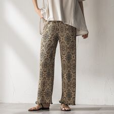 【WEB限定】オリエンタル柄クリスタルプリーツパンツ≪手洗い可能≫