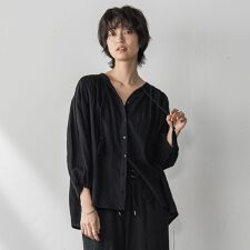 ペイズリー柄総刺繍綿ボイルギャザーブラウス≪手洗い可能≫