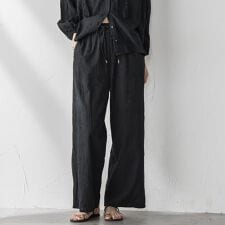 ペイズリー総刺繍綿ボイルストレートパンツ≪手洗い可能≫
