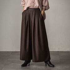 【新色追加】フレアヘムキュロットパンツ≪洗濯機で洗える≫