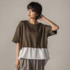 【WEB限定】シャツレイヤード風プルオーバー≪手洗い可能≫