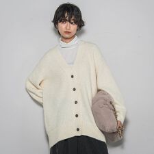 【新色追加】フラッフィーVネックニットカーディガン≪手洗い可能≫