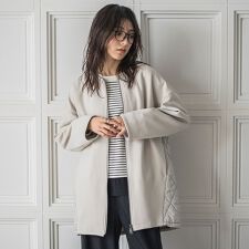 ダンボール×キルティングロングノーカラーブルゾン | メイソングレイ 