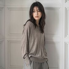 【新色追加】Vネックコクーンニットプルオーバー≪手洗い可能≫