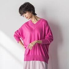 【新色追加】Vネックコクーンニットプルオーバー≪手洗い可能≫