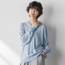 【新色追加】Vネックコクーンニットプルオーバー≪手洗い可能≫