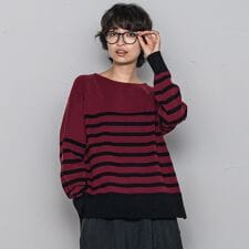 【ふわもち】ボーダーニット≪洗濯機で洗える≫