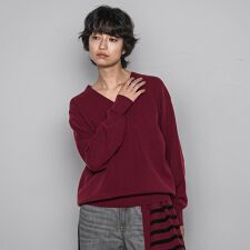 【ふわもち】Vネックニット≪洗濯機で洗える≫