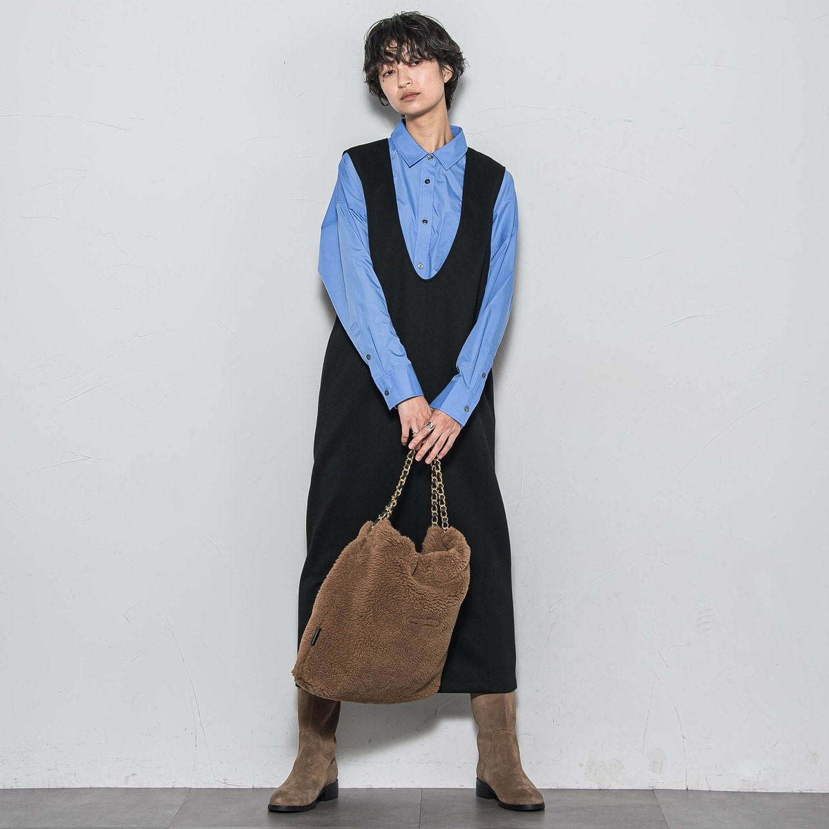 【NEW】メイソングレイ（MAYSON GREY）/【ノンアイロン】−3kg見えIラインワンピース≪手洗い可能≫ ノンアイロン】-3kg見えIラインワンピース≪手洗い可能≫ | メイソン