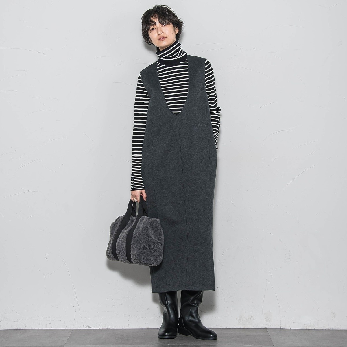 【NEW】メイソングレイ（MAYSON GREY）/【ノンアイロン】−3kg見えIラインワンピース≪手洗い可能≫ ノンアイロン】-3kg見えIラインワンピース≪手洗い可能≫ | メイソン