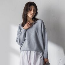 Vネックラメガーターニットプルオーバー≪手洗い可能≫