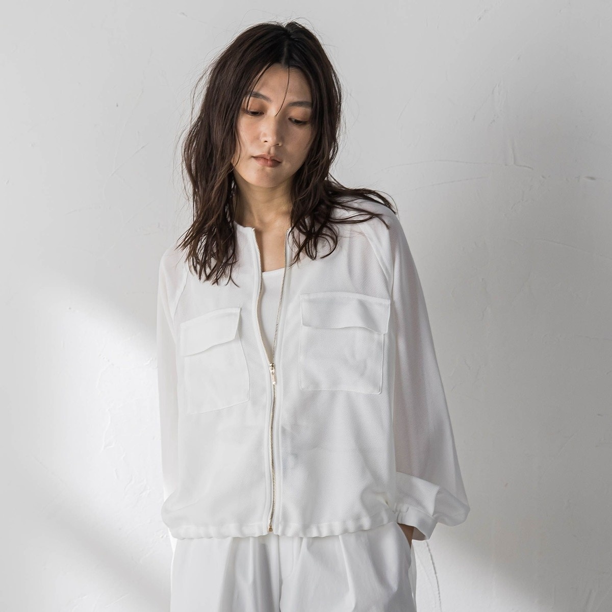 メッシュジャガードノーカラーブルゾン | メイソングレイ(MAYSON GREY