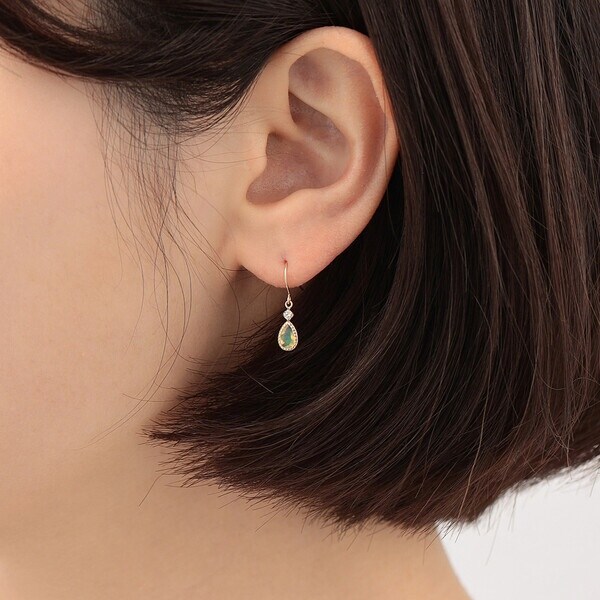 【WEB限定】10月誕生石K10イエローゴールドオパールピアス