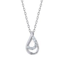 シルバー キュービックジルコニア しずく ネックレス