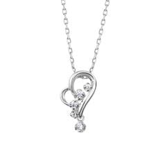 シルバー キュービックジルコニア ハート ネックレス