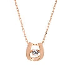 【ダンシングストーン】シルバー ピンクゴールドメッキ キュービックジルコニア 馬蹄 ネックレス