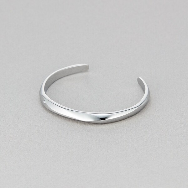 ステンレス キュービックジルコニア ペアバングル（レディース