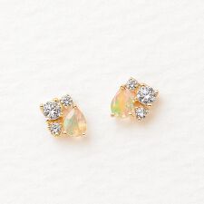 10月誕生石 K10 イエローゴールド オパール ピアス
