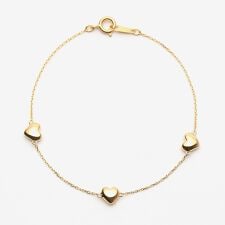 シルバー イエローゴールドメッキ ハート ブレスレット