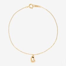 シルバー イエローゴールドメッキ ハート ブレスレット