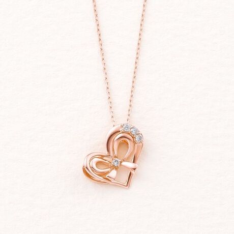 ダイヤモンド♡ハート【ブルーム】K10 一粒ダイヤ ネックレス 