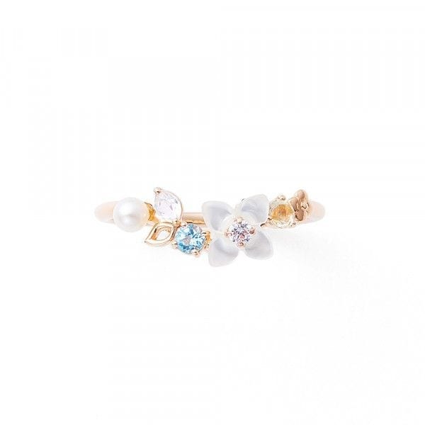 お花のシルエットをデザインしたやわらかなお花のピアス　K18PG お花のシルエットをデザインしたやわらかなお花のピアス K18PG
