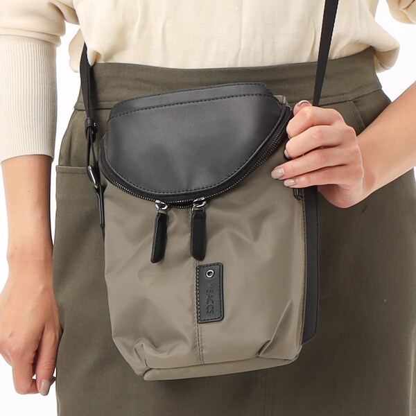 CORDURA×リサイクルレザー】ラウンドフラップミニショルダー