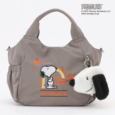 SNOOPYデザイン サイドギャザー2wayトート　Sサイズ(レインボー）