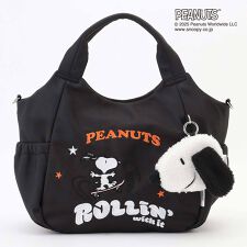 SNOOPYデザイン サイドギャザー2wayトート　Mサイズ(スケートボード）