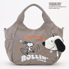 イザック(Y'saccs)のSNOOPYデザイン サイドギャザー2wayトート　Mサイズ(スケートボード）