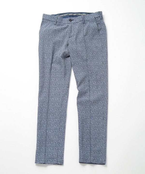 トリコットコーデュロイ千鳥格子プリントスラックスパンツ