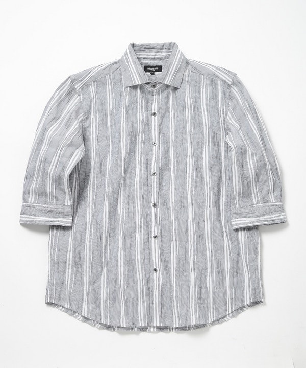 変形タックサッカーストライプ7分シャツ | メンズビギ(MEN'S BIGI