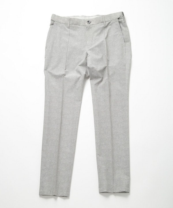 タカキュー ウール混 ノータックスラックス ヘリンボンライトグレー