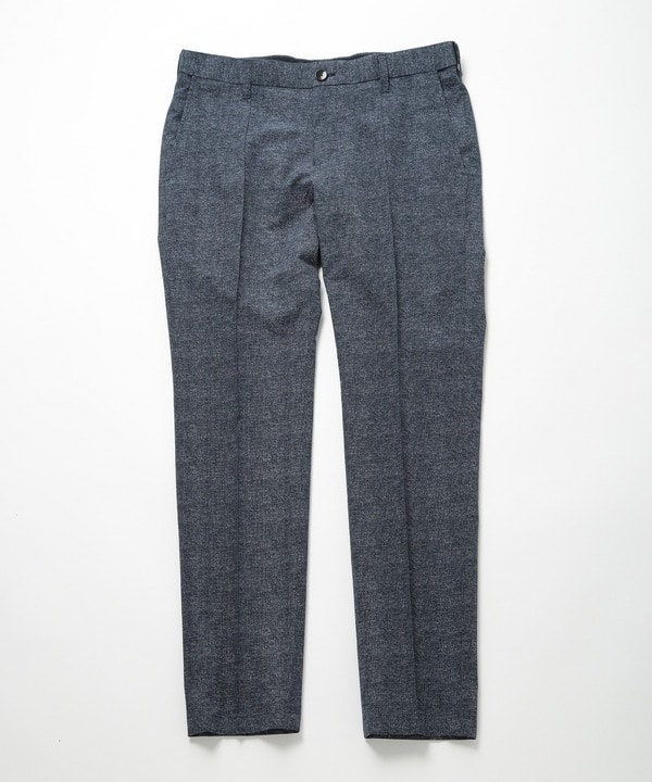 タカキュー ウール混 ノータックスラックス ヘリンボンライトグレー