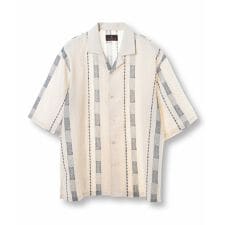 総柄刺繍オープンカラー半袖シャツ