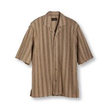 ペイズリージャカード/透かし柄オープンカラー半袖シャツ