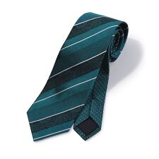 シャドーペイズリーストライプ×ピンドット柄シルクネクタイ