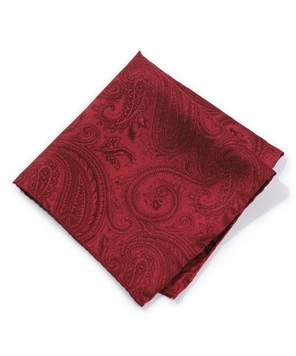 シャドーペイズリー柄シルクチーフ