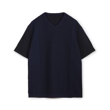 サマーニットコンビVネック半袖Tシャツ