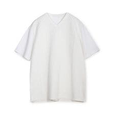 サマーニットコンビVネック半袖Tシャツ