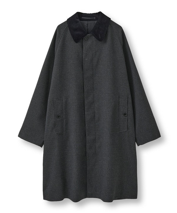 f1410m # カシミヤｘメルトンウール【エディフィス EDIFICE スタンドカラーコート メンズ M】ハウンドトゥース 千鳥格子 チェスターコート EDIFICE SUPER 140\u0027s ウールメルトンフードロングコートM 秋冬新作