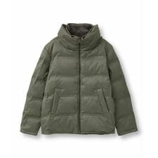 スエード調ツイルプリントダウンジャケット