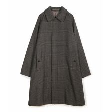 グレンチェックウール ステンカラーコート