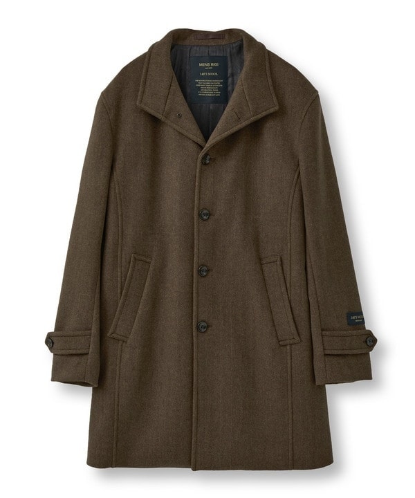 TAKEO KIKUCHI カシミヤ混のスタンドカラーコート ウールカシミヤブレンド】ビーバー調 スタンドカラー コート