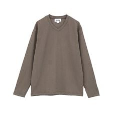 ジャカードストライプVネックニット